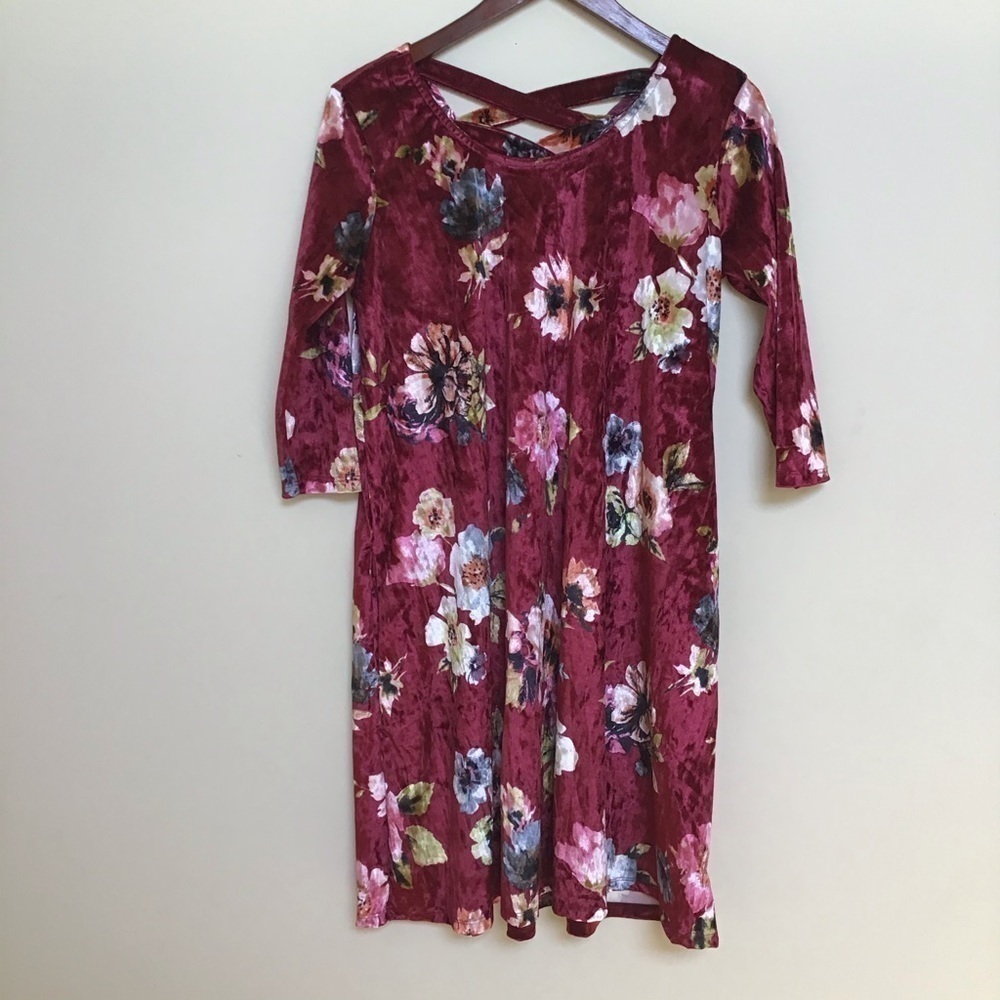 RAGS & COUTURE Velvet Bodycon Purple Floral Dress